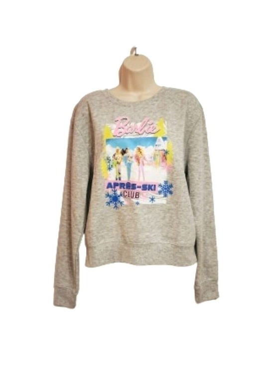 Barbie Tops - Barbie Heathered Gray Fleece Pullover Sweatshirt Large